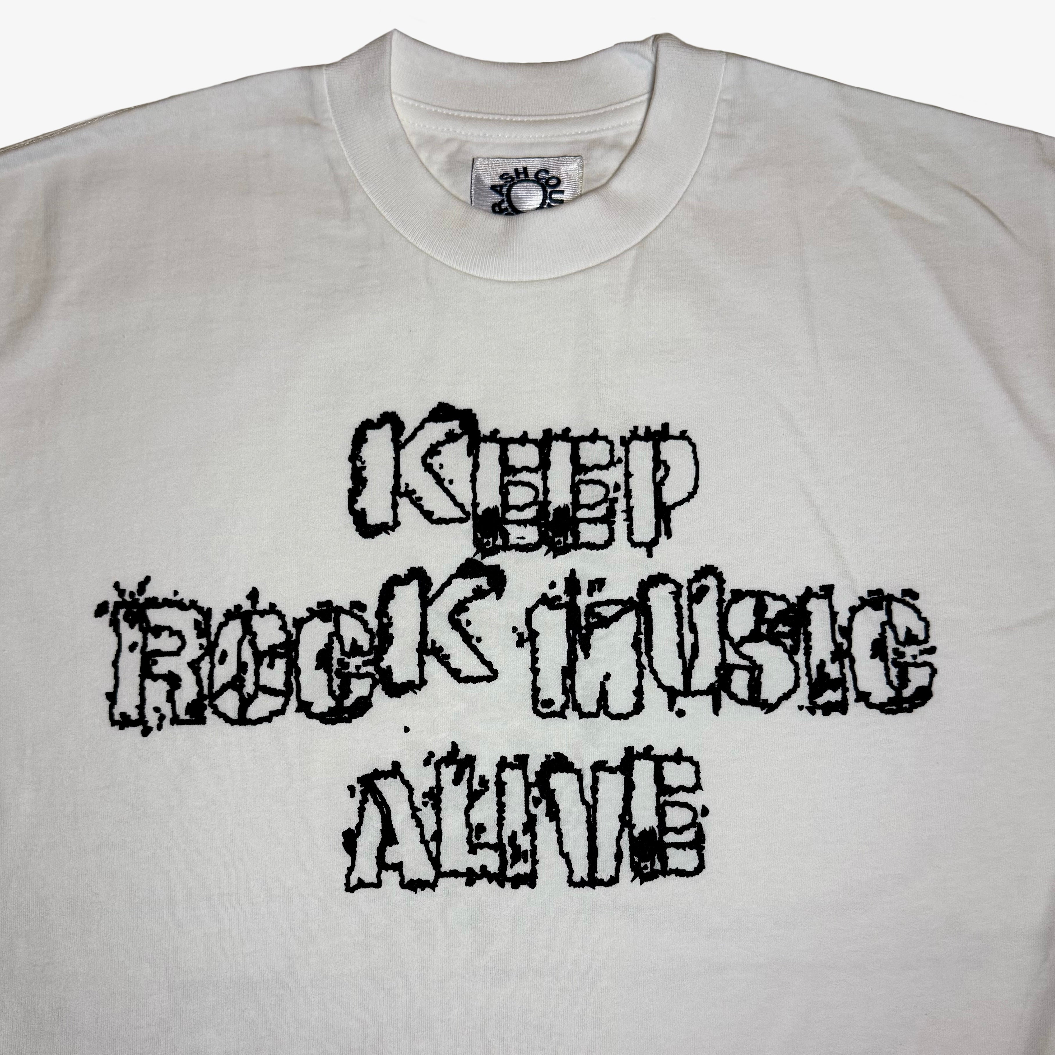 "Keep Rock Music Alive" Graphic T-Shirt in White