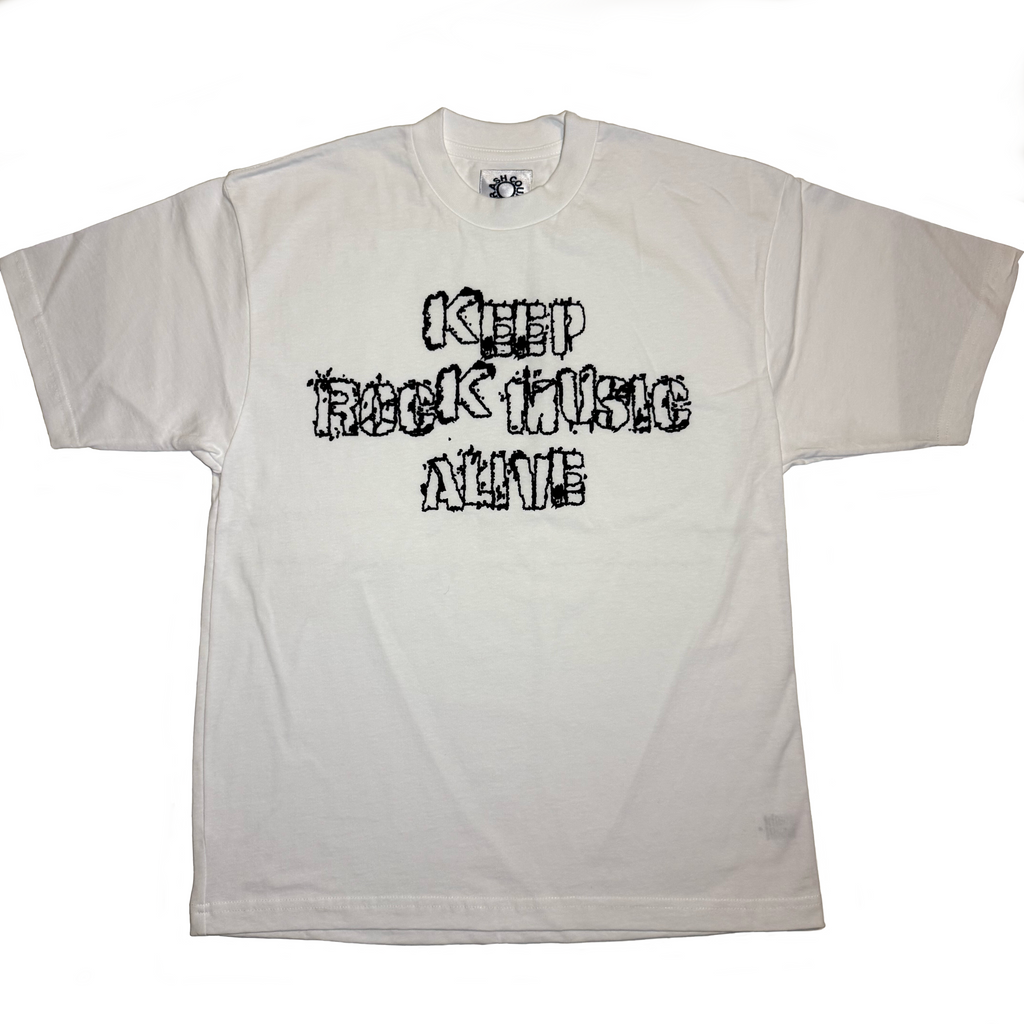 "Keep Rock Music Alive" Graphic T-Shirt in White